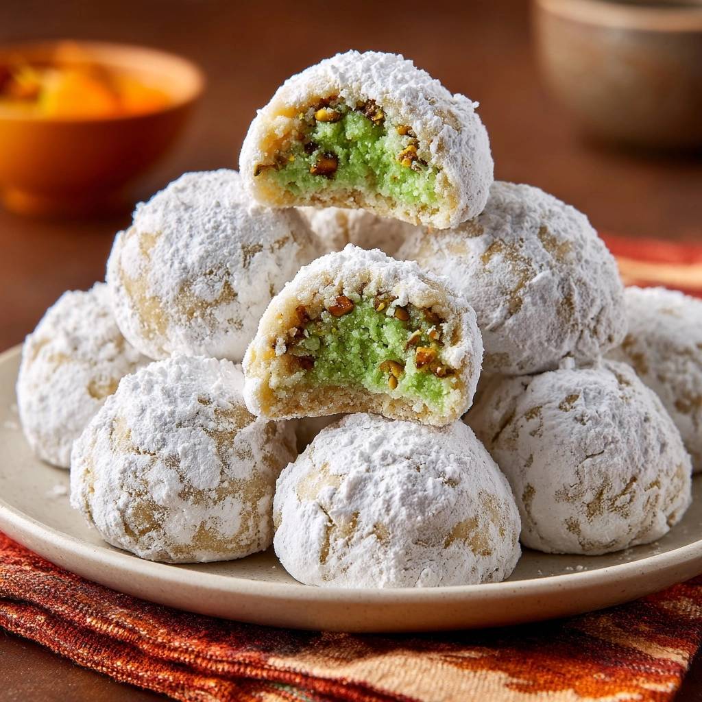 Pistazien-Schneekugeln (Nie wieder trockene Schneekugeln!)