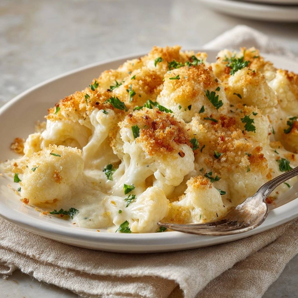 Cremiger Blumenkohlauflauf (Endlich knusprige Kruste!)