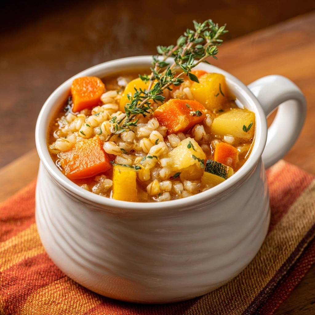 Cremiger Kürbis-Gersten-Eintopf