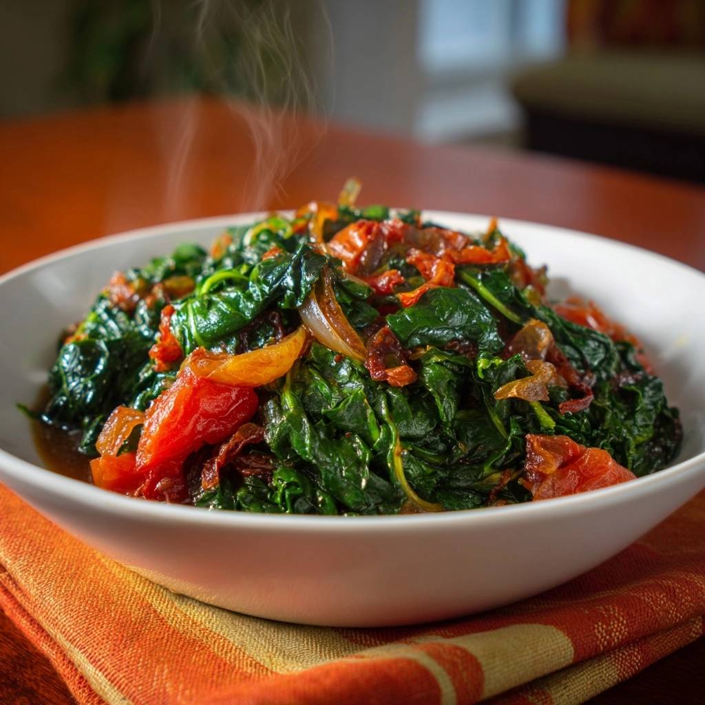Geschmorter Mangold mit Tomaten & Zwiebeln (Nie wieder matschiger Mangold!)