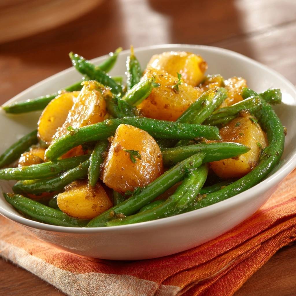 Knusprige Babykartoffeln mit grünen Bohnen