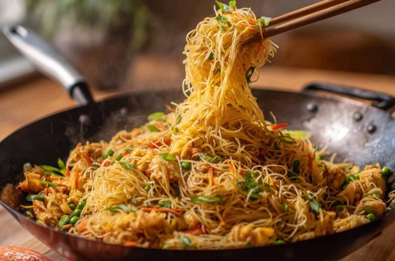 Blitz-Wok-Nudeln mit Hähnchen