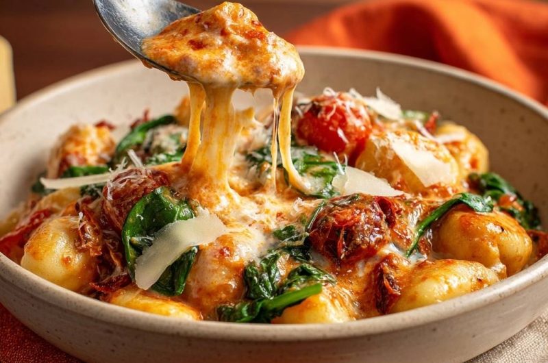 Cremige Gnocchi mit Spinat und Sonnentomaten (Nie wieder matschige Gnocchi)
