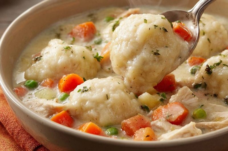 Cremige Hühnersuppe mit Klößen