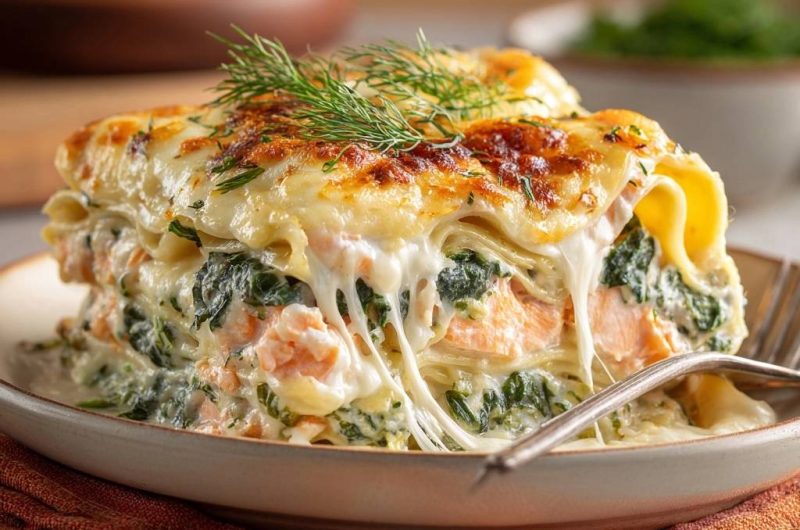 Cremige Lachs-Spinat-Lasagne