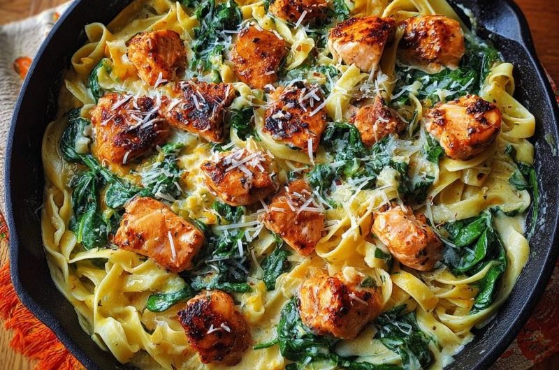 Cremige Lachs-Spinat-Tagliatelle