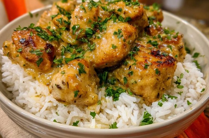 Cremiges Hähnchen mit Reis