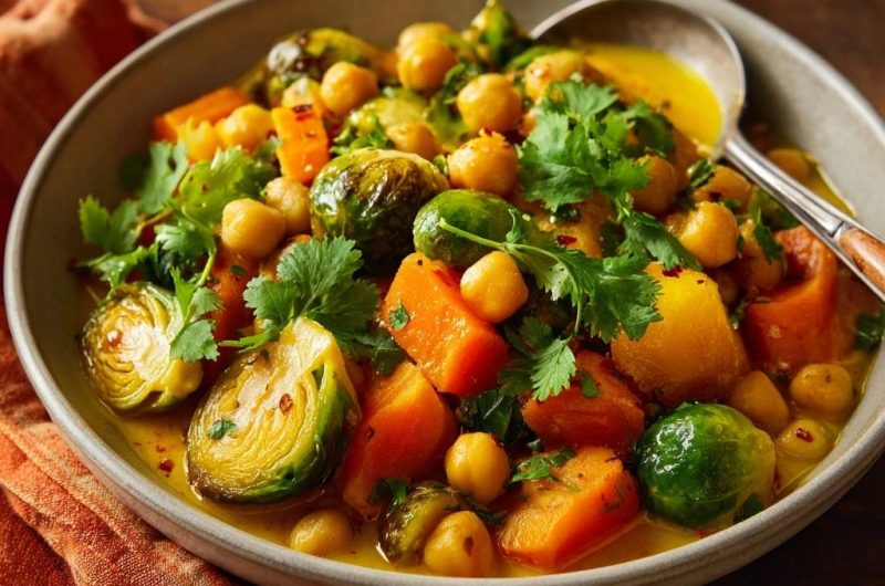 Cremiges Rosenkohl-Kichererbsen-Curry