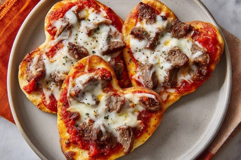 Herz-Pizzen mit saftigem Rindfleisch