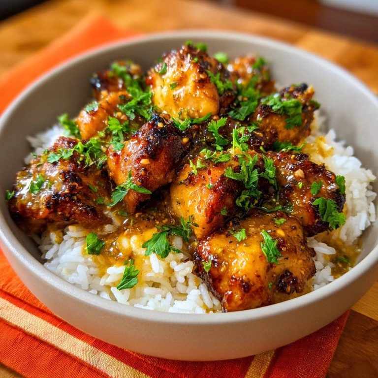 Klebriges Honig-Knoblauch-Hähnchen mit Reis Rezept