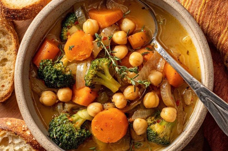 Knackige Brokkoli-Kichererbsen-Suppe