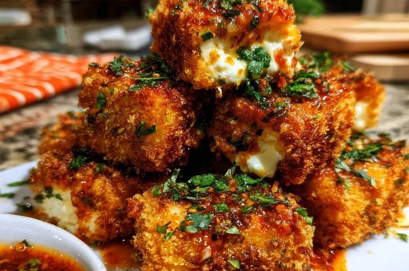 Knusprige Halloumi-Würfel mit Kräuter-Chili-Dip