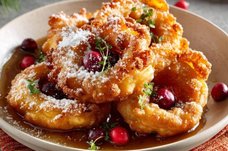 Knusprige Weihnachtliche Apfelringe mit Cranberry-Thymian-Sauce