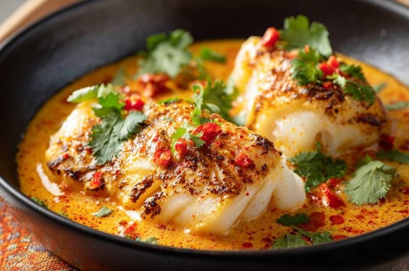 Knuspriger Fisch in cremigem Curry