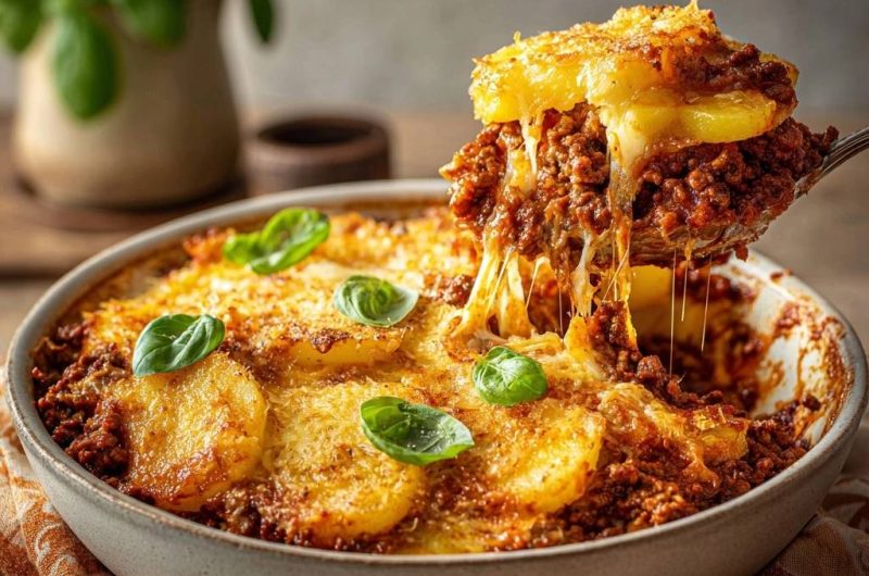 Knuspriger Rinder-Hack-Kartoffel-Auflauf