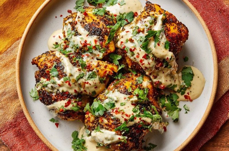 Knuspriges Gewürz-Hähnchen mit cremiger Sauce