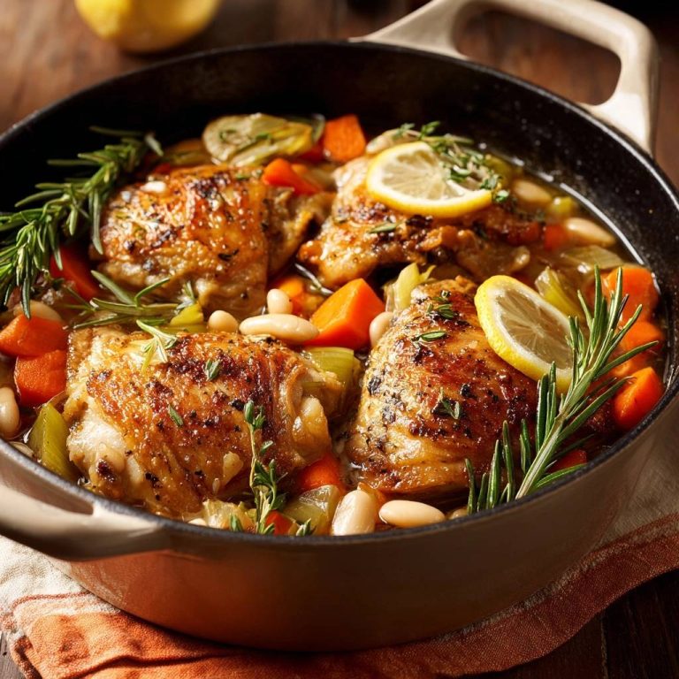 Knuspriges Zitronen-Hähnchen mit Bohnen, Lauch & Karotten