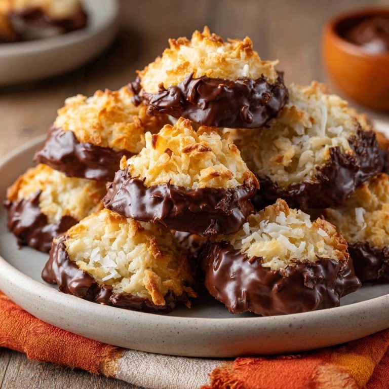 Kokos-Makronen mit Schokoladenmantel (Nie wieder flache Makronen!)