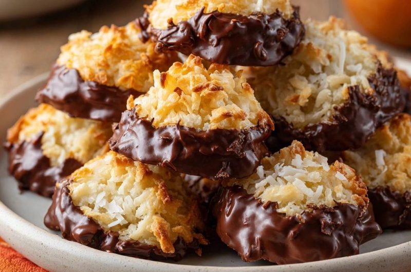 Kokos-Makronen mit Schokoladenmantel (Nie wieder flache Makronen!)