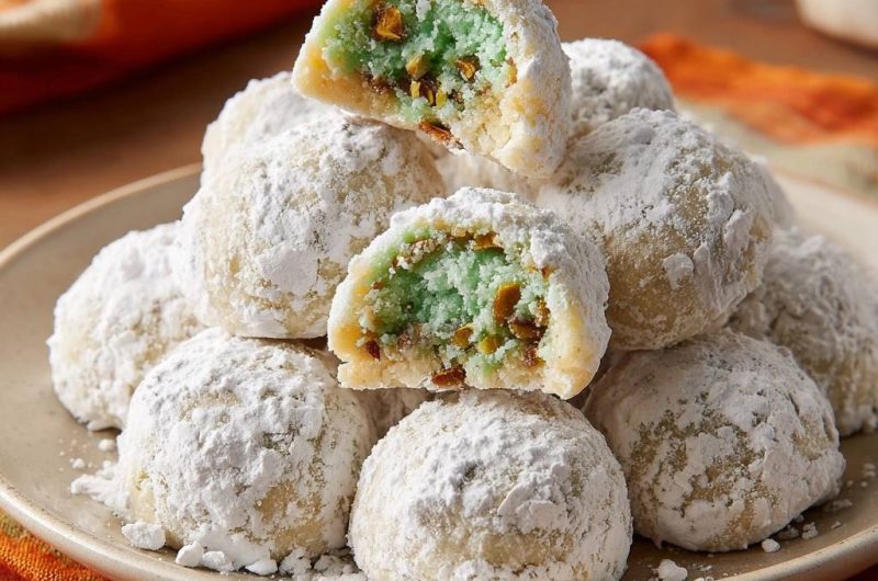 Pistazien-Schneekugeln (Nie wieder trockene Schneekugeln!)