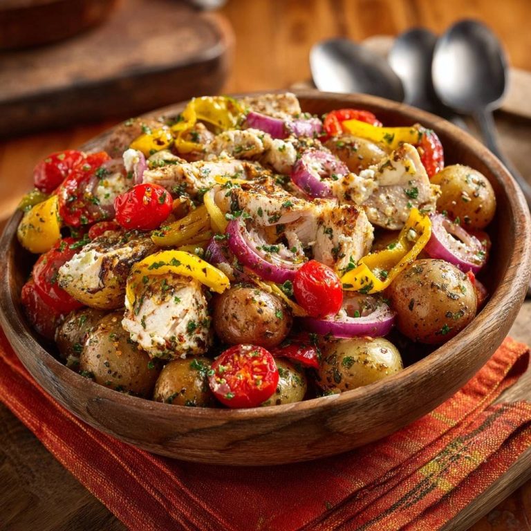 Rustikaler Hähnchen-Gemüse-Ofen mit Feta – Saftig!