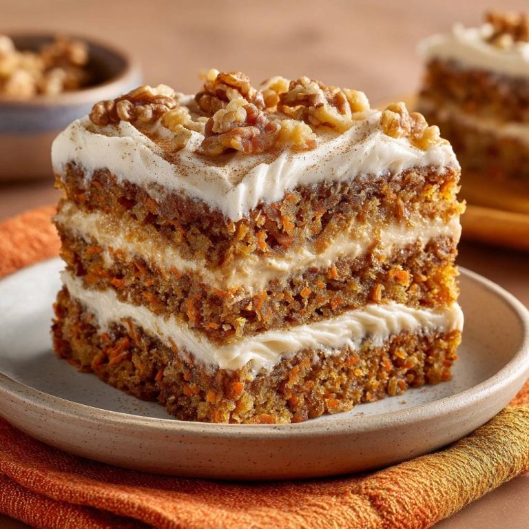 Saftiger Karottenkuchen mit Walnüssen & Frischkäse-Creme