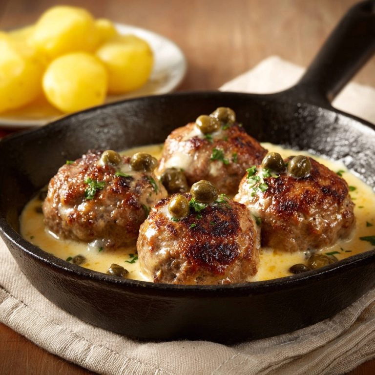 Zarte Klopse in cremiger Kapernsoße: Perfekt gebräunt und saftig