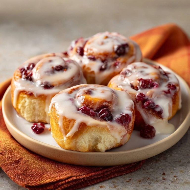 Cranberry-Zimtschnecken, garantiert jedes Mal fluffig, detailaufnahme mit zuckerguss und cranberry stücken