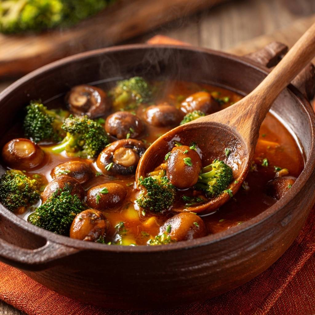 Sämiger Brokkoli-Pilz-Eintopf