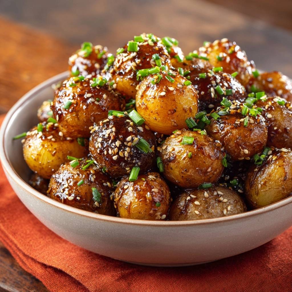 Knusprige Sesam-Glasur-Babykartoffeln