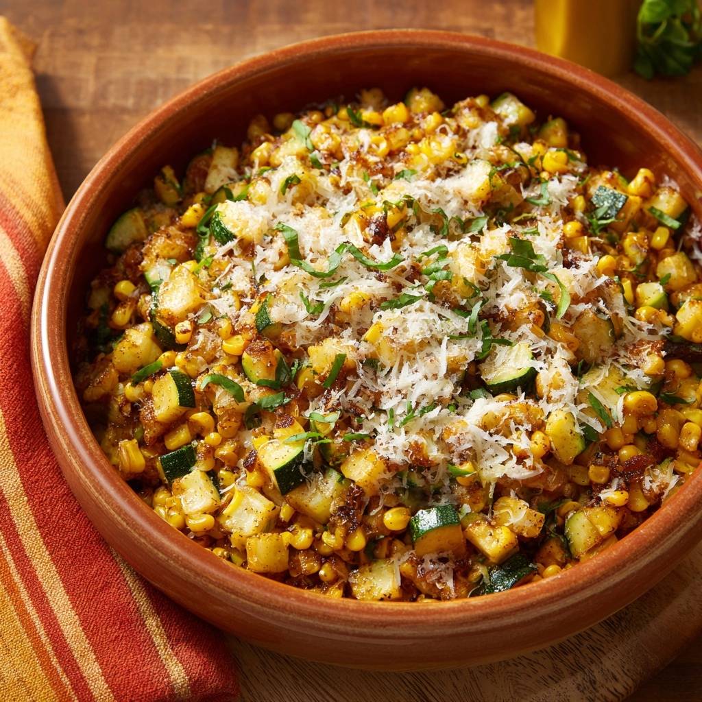 Knusprige Kartoffel-Zucchini-Mais-Pfanne