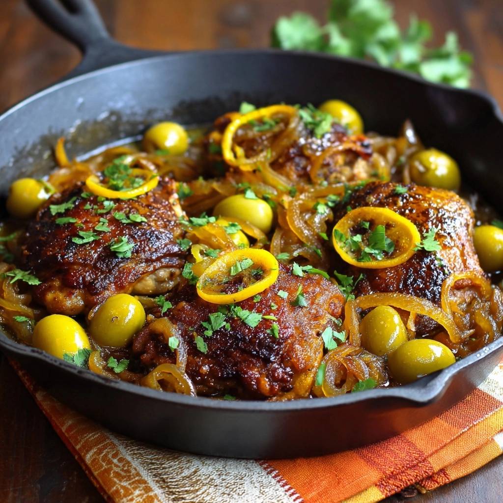 Marokkanisches Hähnchen mit Oliven und Zitrone