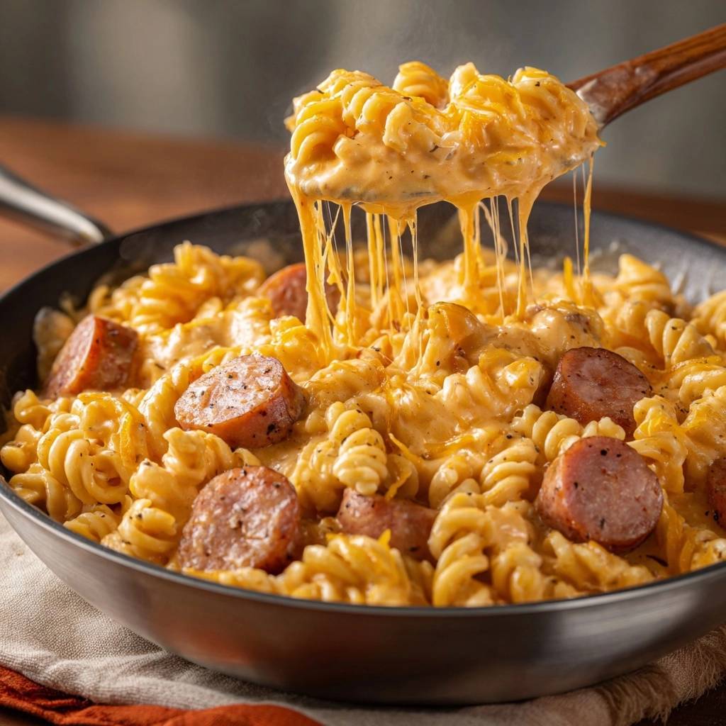 Cremiges Käsemakaroni mit Würstchen