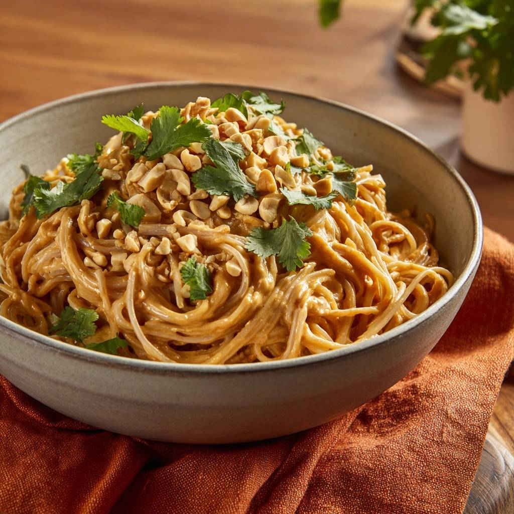 Cremige Erdnussnudeln (Nie wieder klumpige Soße!)