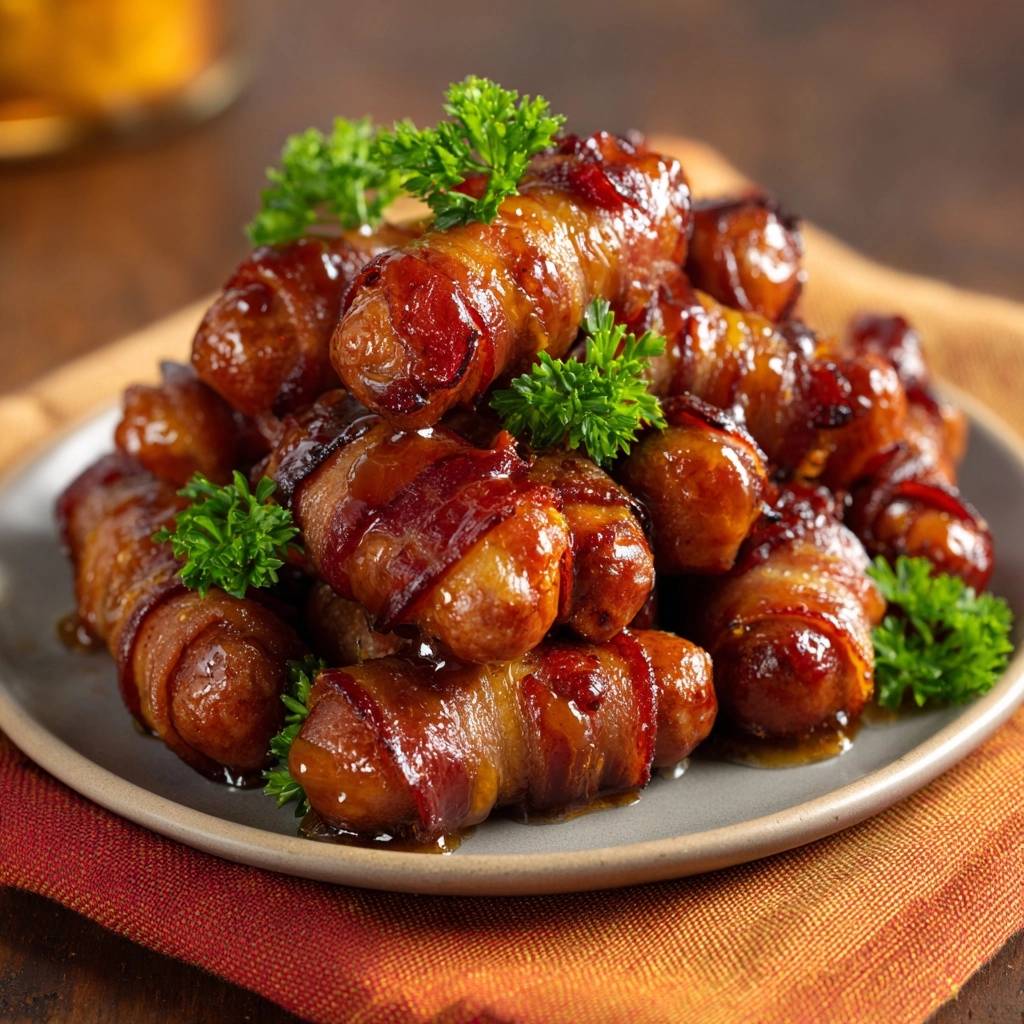 Glasiertes Speck-Würstchen