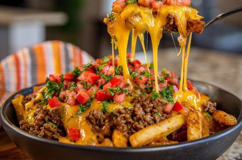 Beladene Chili Käse Pommes (Nie wieder matschige Pommes!)