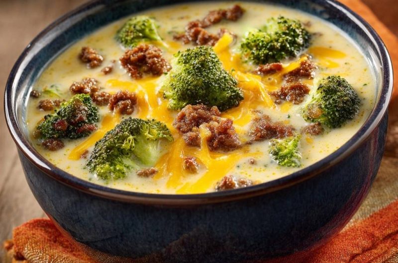 Cremige Brokkoli-Käsesuppe mit Hack