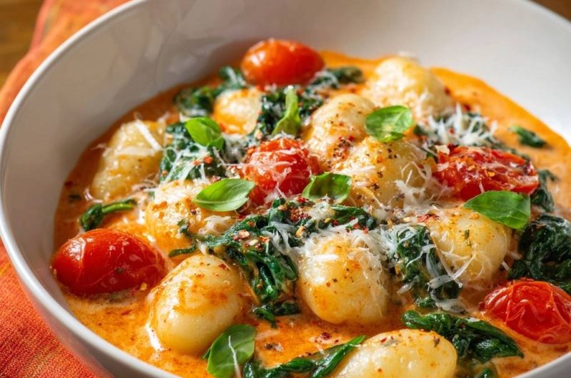 Cremige Gnocchi mit Spinat und Tomaten