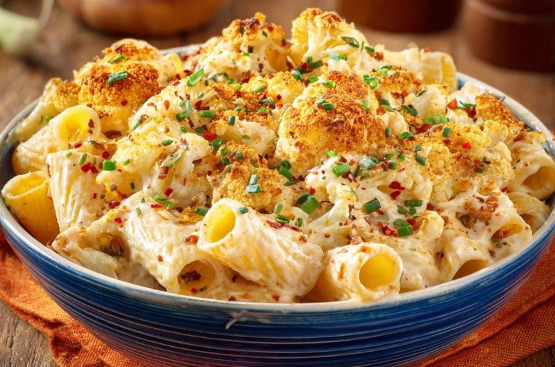 Cremige Rigatoni mit knusprigem Blumenkohl
