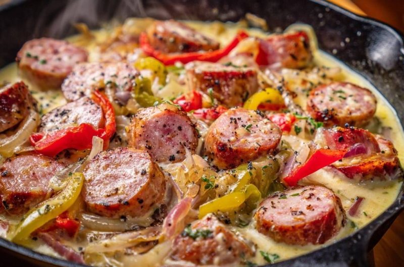 Cremige Wurst-Paprika-Pfanne (Keine wässrige Soße mehr)