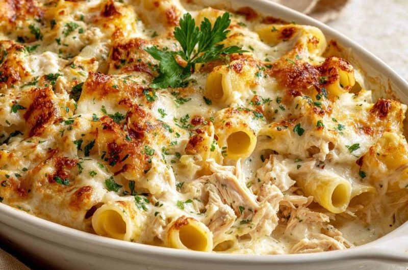 Cremiger Hähnchen-Rigatoni-Auflauf (Keine wässrige Soße mehr)