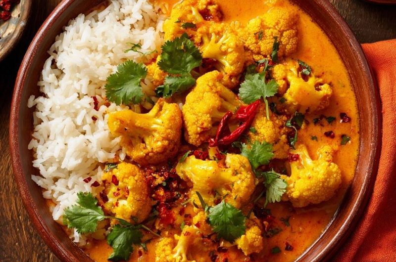 Cremiges Blumenkohl-Curry mit Basmatireis