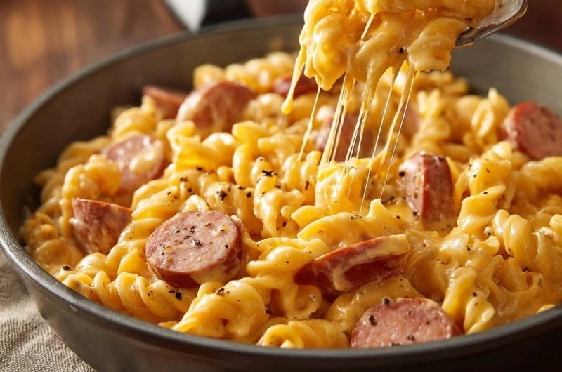 Cremiges Käsemakaroni mit Würstchen