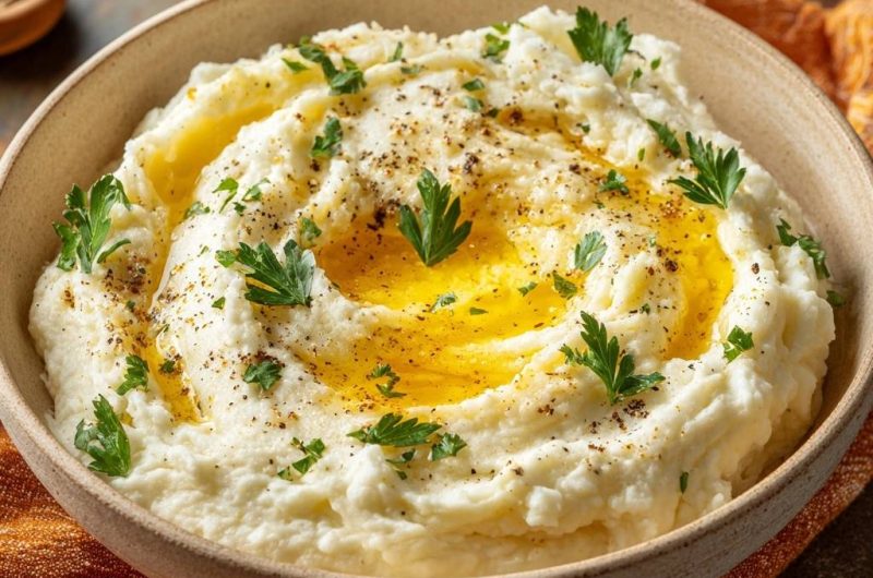 Cremiges Kartoffelpüree mit Olivenöl und Petersilie