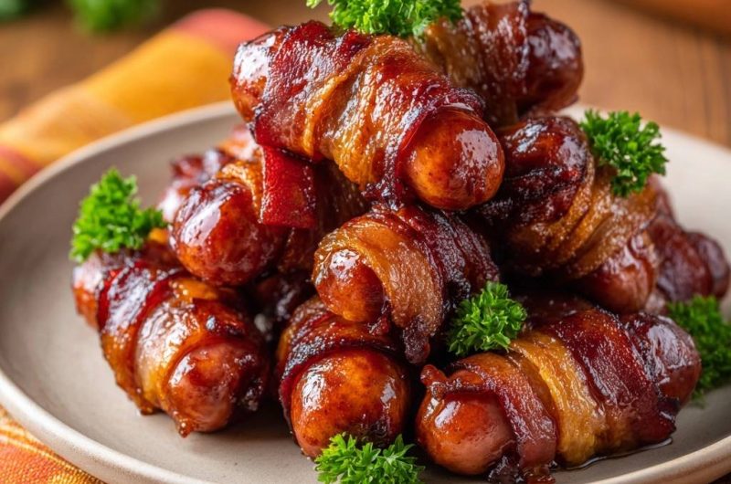 Glasiertes Speck-Würstchen