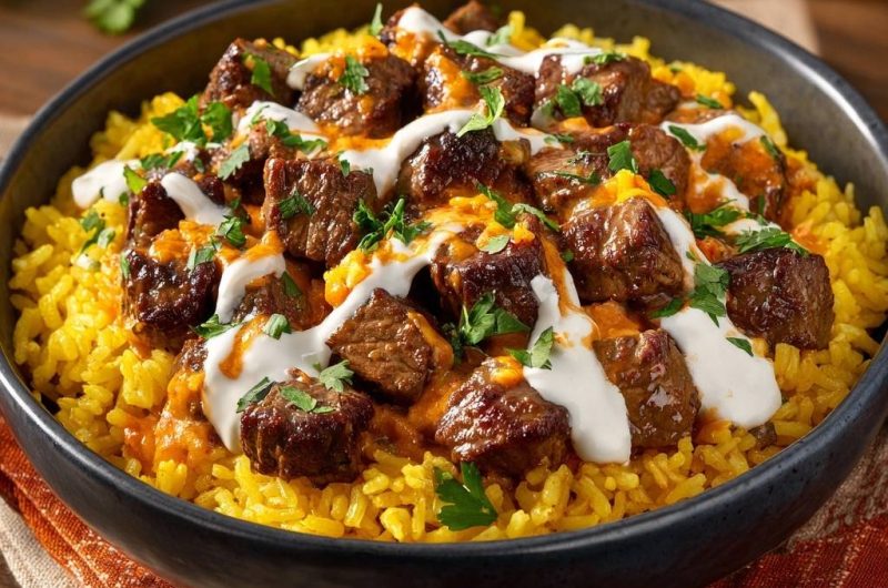 Indisches Rindfleisch-Curry mit Kurkumareis