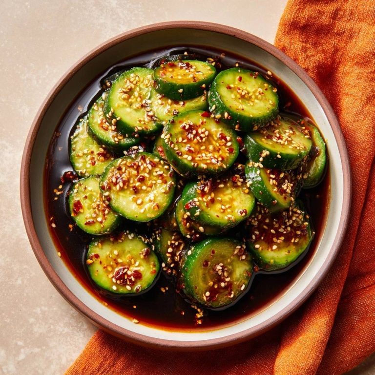 Knackige Gurken in scharfer Sesam-Chili-Sauce (Nie wieder matschig!)