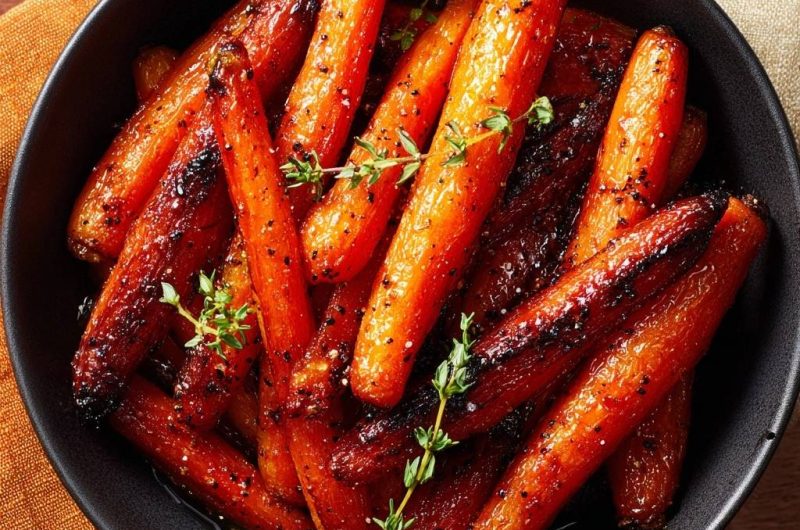 Knusprig glasierte Karotten mit Thymian (Nie wieder matschige Karotten!)