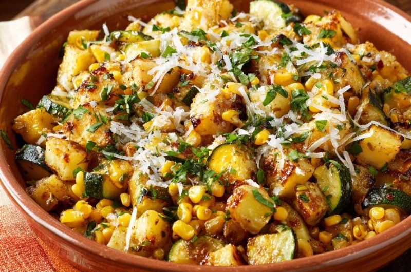 Knusprige Kartoffel-Zucchini-Mais-Pfanne