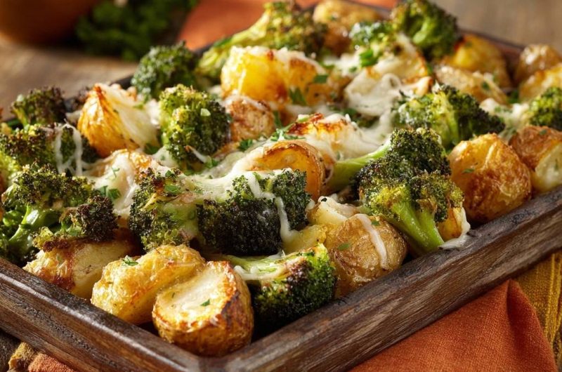 Knusprige Ofenkartoffeln mit Brokkoli und Käse